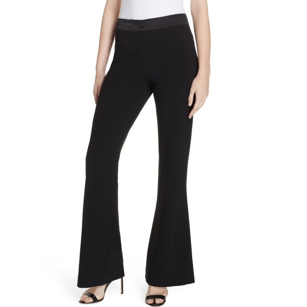 NWT Diane von Furstenberg DVF Flare Pants, Black, US 4/ 6/ 8,  11" Front Rise